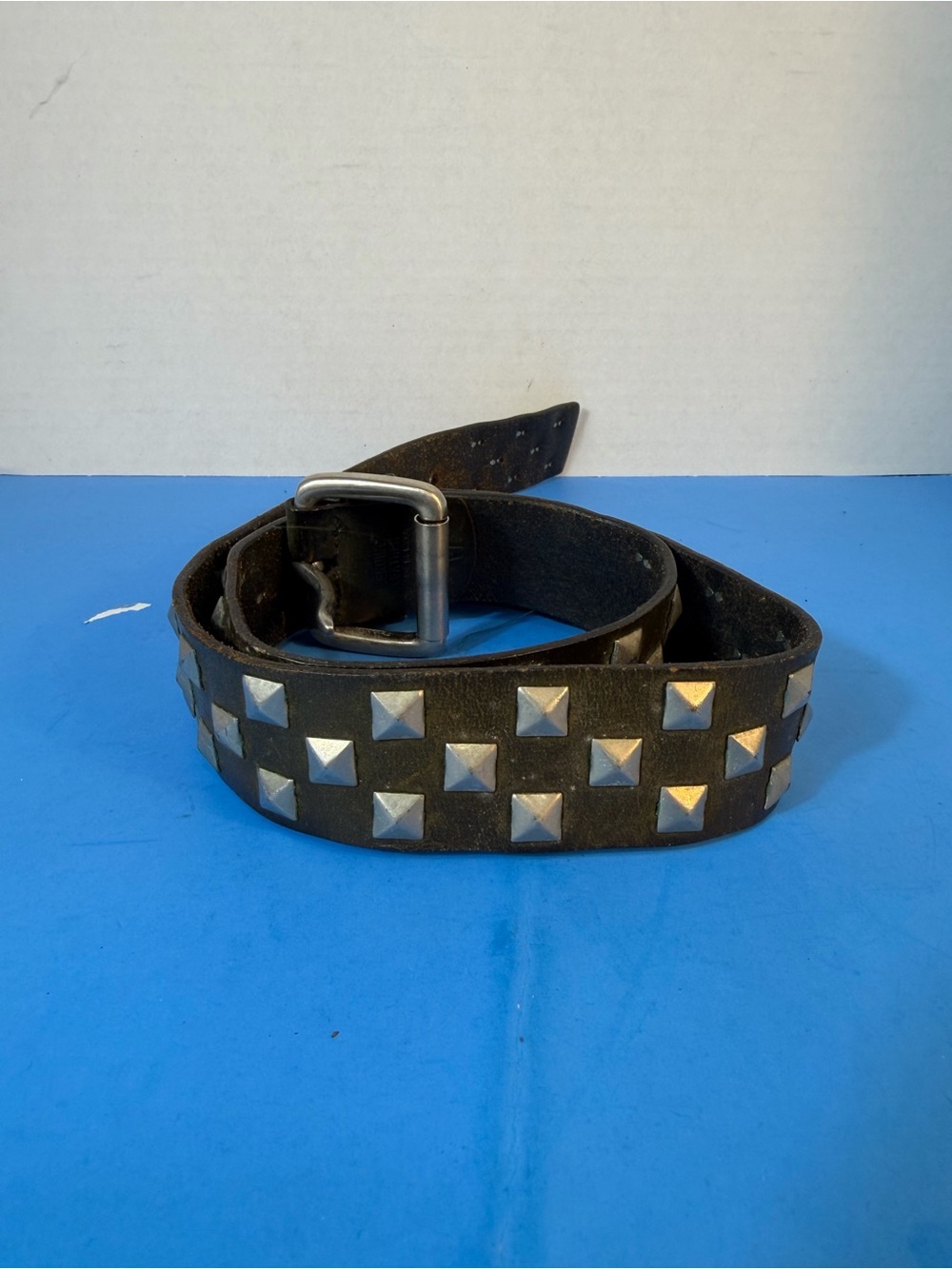 Black Studded Leather Men's Belt - Unbranded